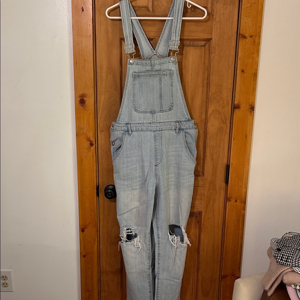 Wild Fable Light Blue Distressed Women Jeans Overalls. Size Medium